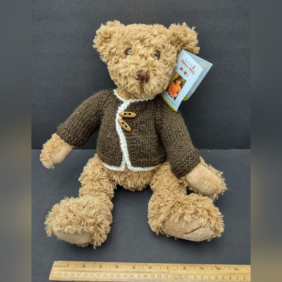 17" Charity Bear by President's Choice wearing a handsome brown cardigan - Picture 1 of 10